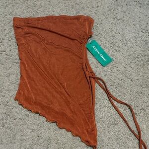 SHEIN Burnt Orange Asymmetrical Top